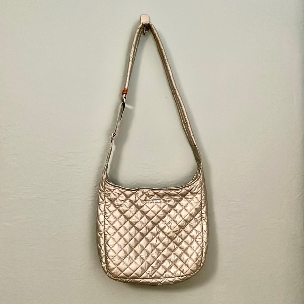 MZ Wallace crossbody bag • silver quilted